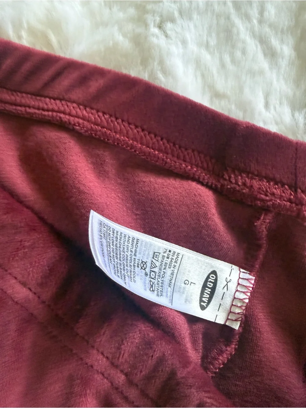 NWOT Old Navy High Waist Plush Velour Leggings - Burgundy
